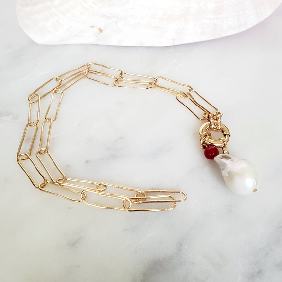 Boho Asymmetric Rough Pearl Necklace - Gold change - Picture 7 of 12